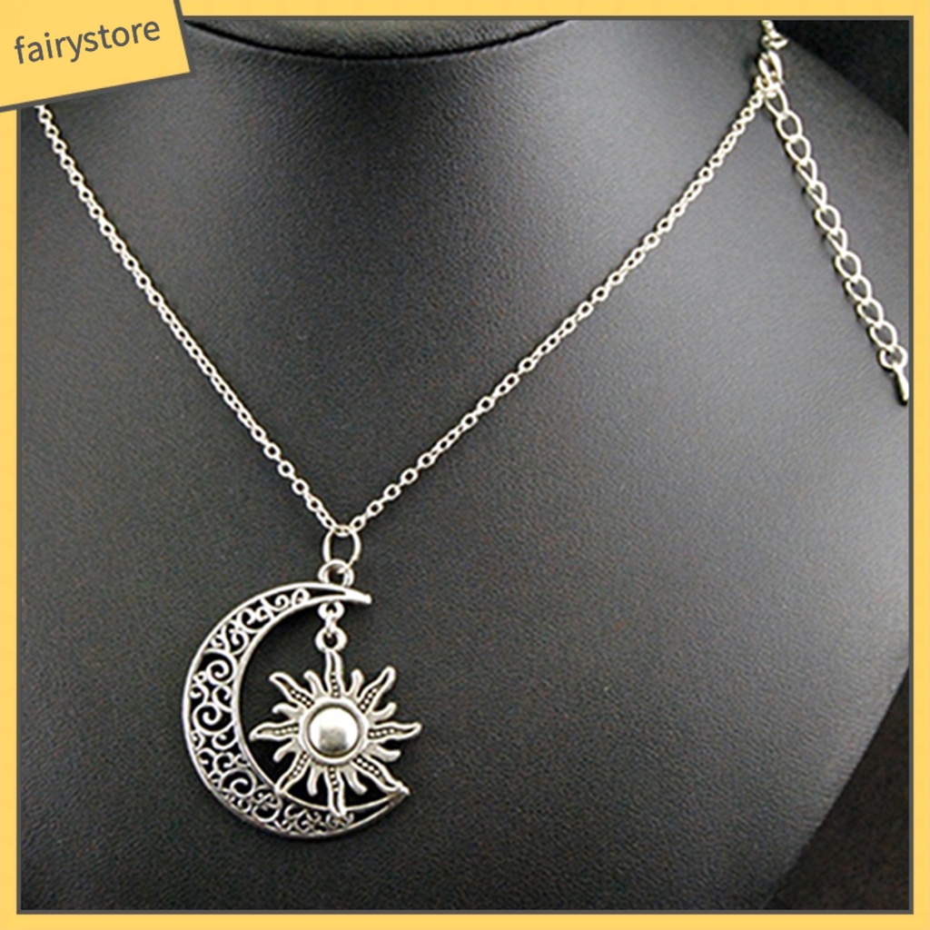 Vòng cổ hợp kim mặt hình mặt trăng mặt trời thiết kế thời trang cổ điển cho nam và nữ