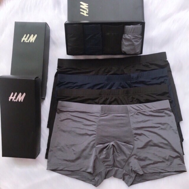 Hộp 4 quần lót đùi vải đúc boxer cao cấp full box