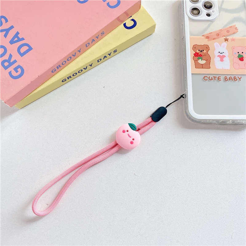 Dây đeo silicon họa tiết trái cây dễ thương trang trí điện thoại ví chìa khóa