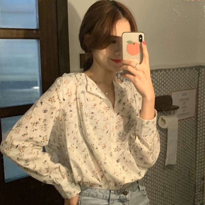 Áo Sơ Mi Voan Hoa Tay Dài Thời Trang Dành Cho Nữ