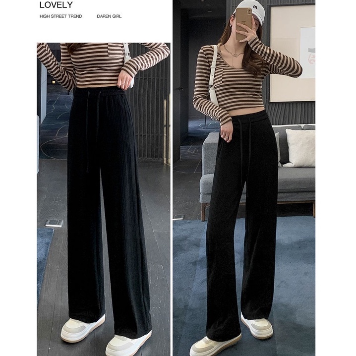 Quần ống rộng Lưng Cao 5 Màu Sắc Lựa Chọn Thời Trang Hàn Quốc Cho Nữ