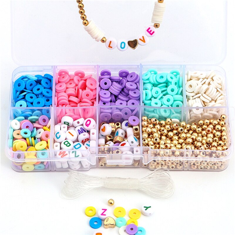 Bộ hạt xỏ lỗ tròn dẹt kích thước 4mm nhiều màu sắc dùng để làm vòng tay thủ công