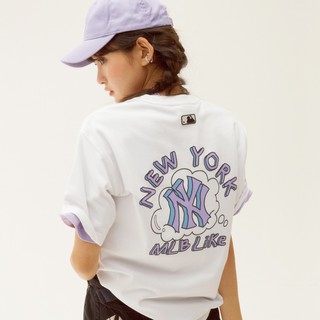 Áo Thun MLB NY Hàn Quốc 🔴CHÍNH HÃNG🔴 MLB Like Popcorn NY White Tee - Áo NY Tay Ngắn Cổ Tròn - Simple Sneaker