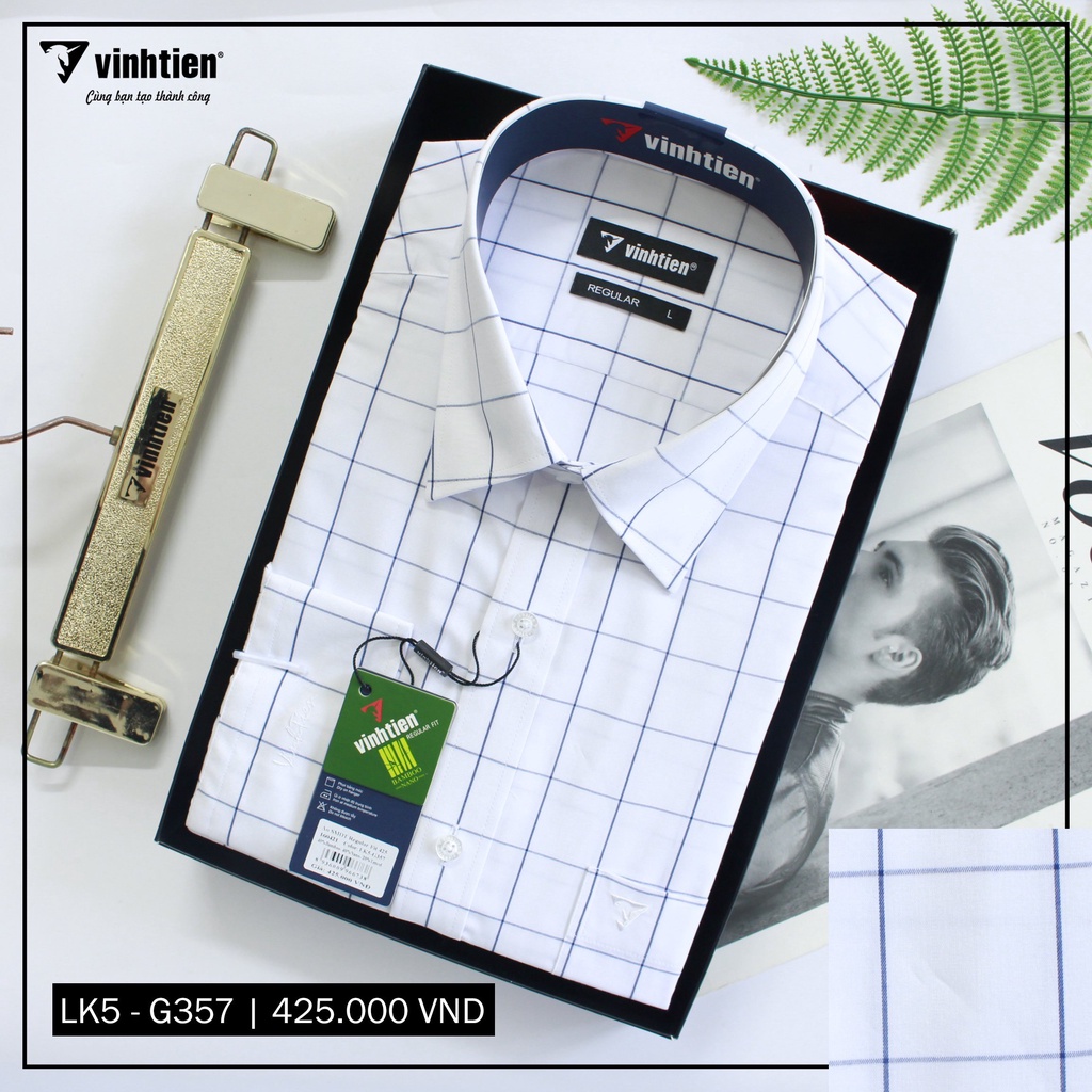 Áo Sơ Mi Dài Tay Caro Vải Bamboo Form Regular Vĩnh Tiến 425 | BigBuy360 - bigbuy360.vn