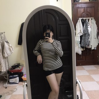 Ao len cổ lọ kẻ ngang 2nd Size S M nhỏ