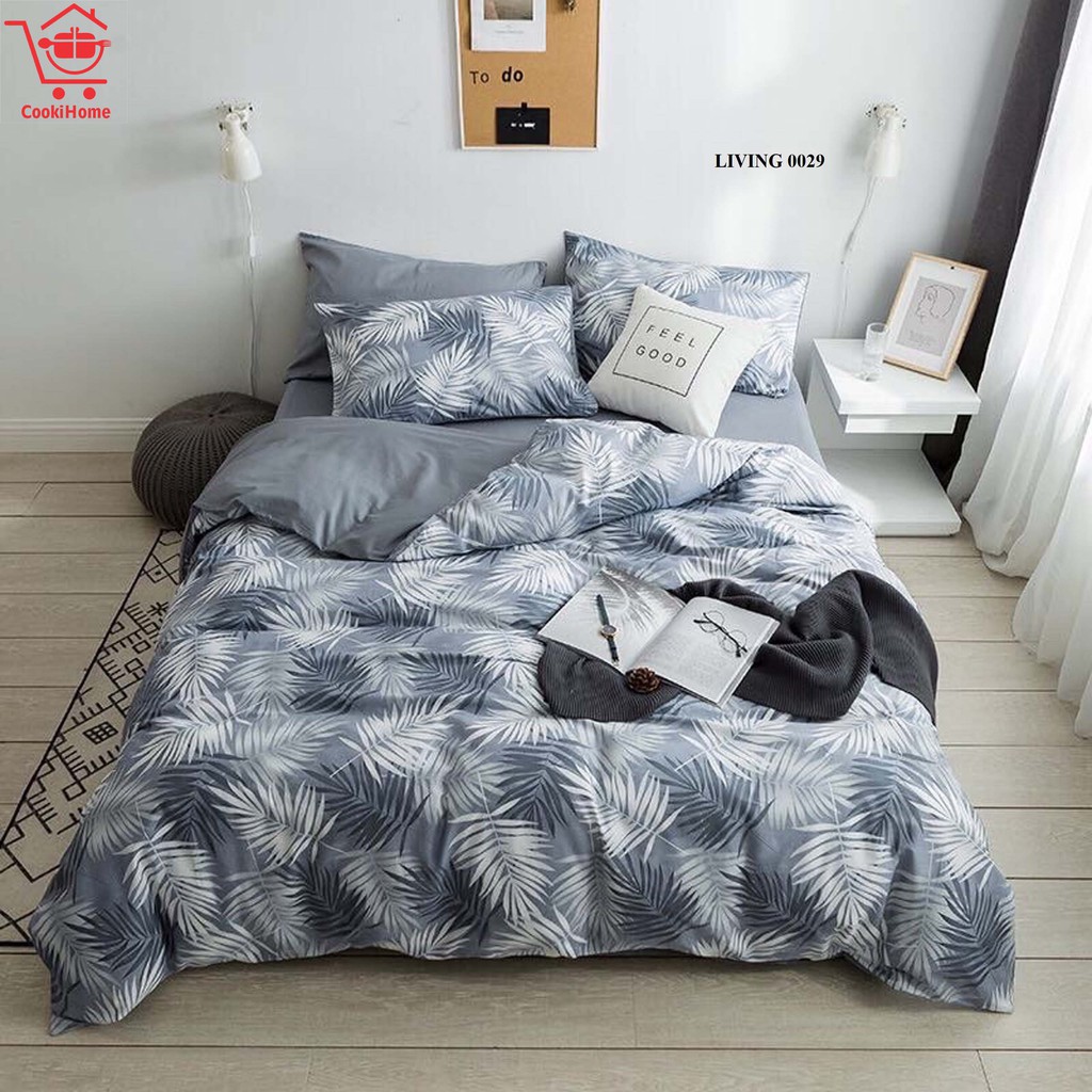 Bộ 4 món chăn ga gối cotton đũi Living cao cấp nhiều mẫu