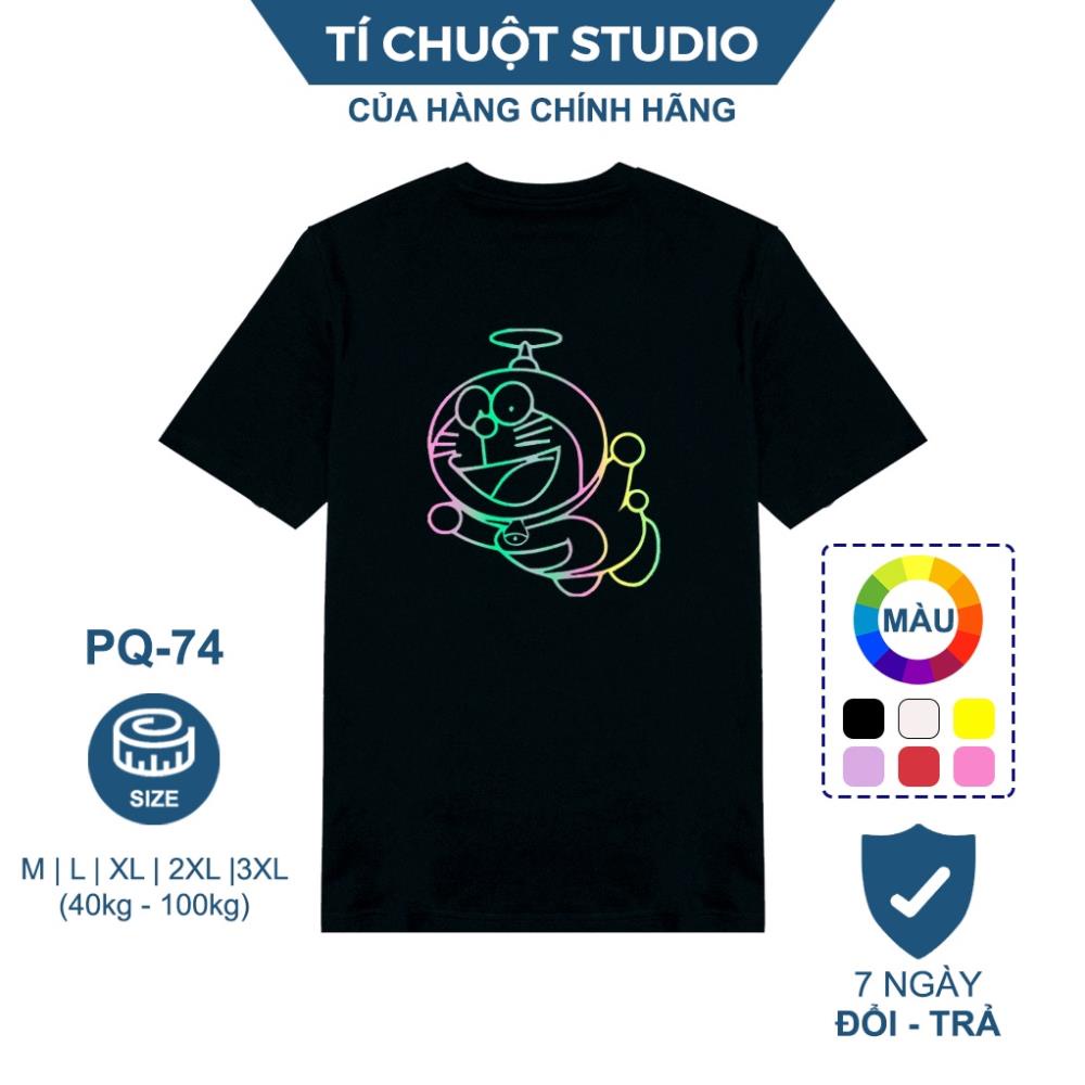 Áo thun phản quang doremon, áo phông nam nữ Cotton 100% form rộng tay lỡ oversize - Tí Chuột Studio