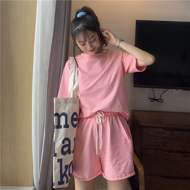 Set Đồ Thể Thao Ngắn Tay Form Rộng Phong Cách Hàn Quốc