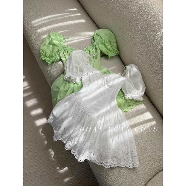 đầm tay phồng from xoè thiết kế vải xô xịn hàng chính chủ DNC