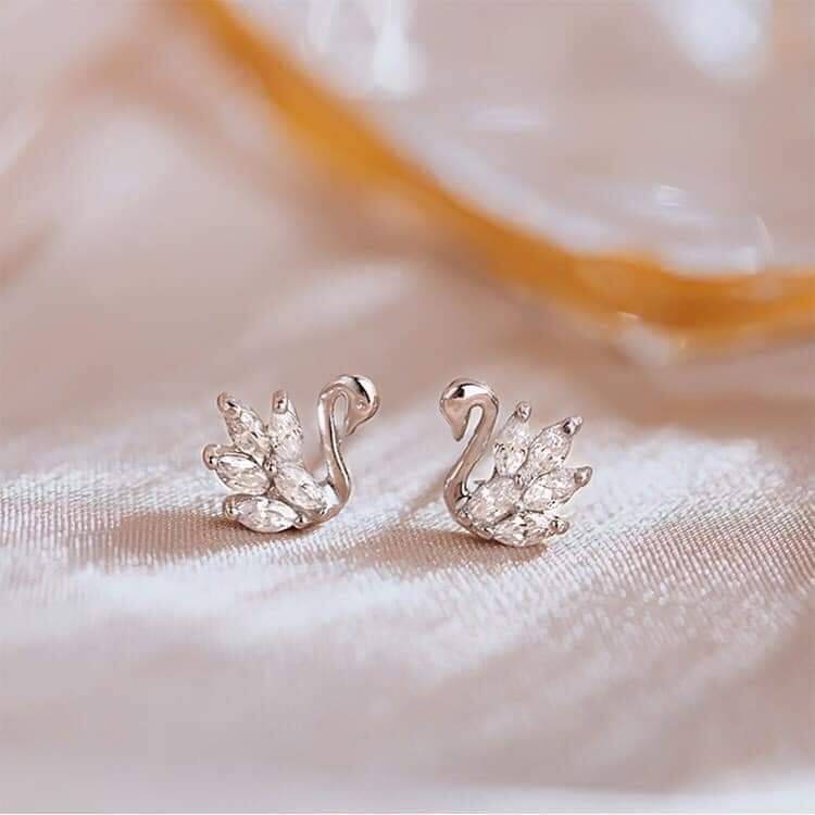 Bông tai bạc nữ thiên nga DaLiA Jewelry cho bé và người lớn khuyên tai bạc cá tính hoa tai 925 thu thút mọi ánh nhìn