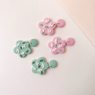 Khuyên tai đất sét handmade ( polymer clay earring) xinh xắn nữ tính vintage độc đáo, quà tặng đặc biệt