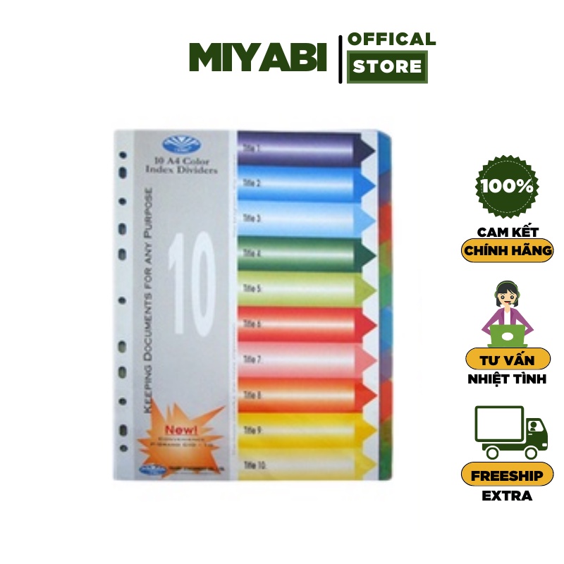 Bìa phân trang nhựa 10 màu / 12 màu dùng cho văn phòng