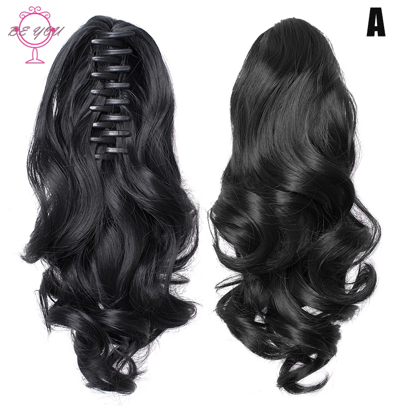 BY Clip-On Curly Ponytail Hair Extension Women Claw On Long Wavy Wig Hair Piece