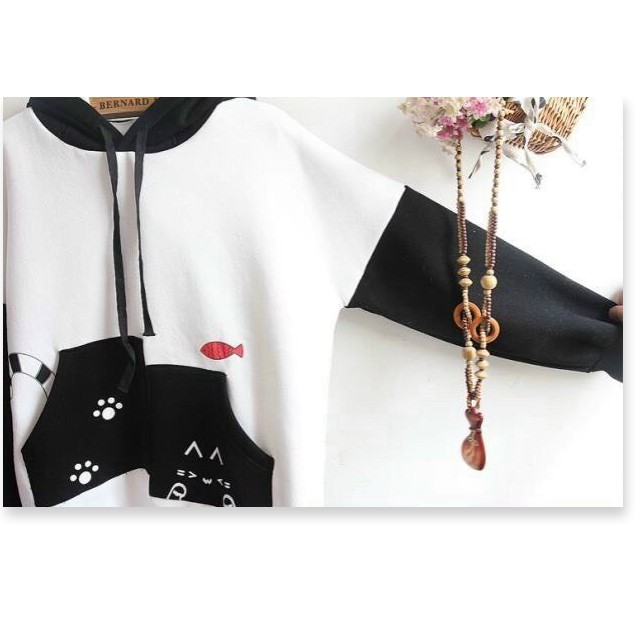 ÁO KHOÁC HOODIE IN HÌNH DẤU CHÂN MÈO SIÊU ĐÁNG YÊU