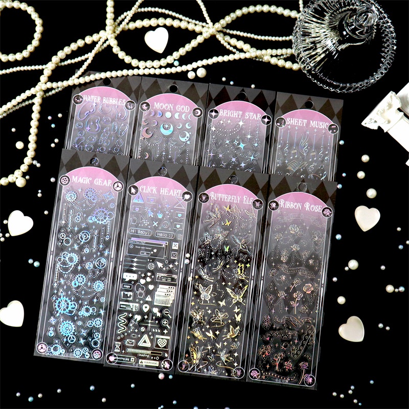 Mr. Giấy 8 Tờ rơi Into Stars and Moon Stickers Hoa bướm Âm nhạc Điểm số Hình dán bánh răng Sổ tay sáng tạo Vật liệu làm cảnh Tự làm Trang trí Văn phòng phẩm Dán