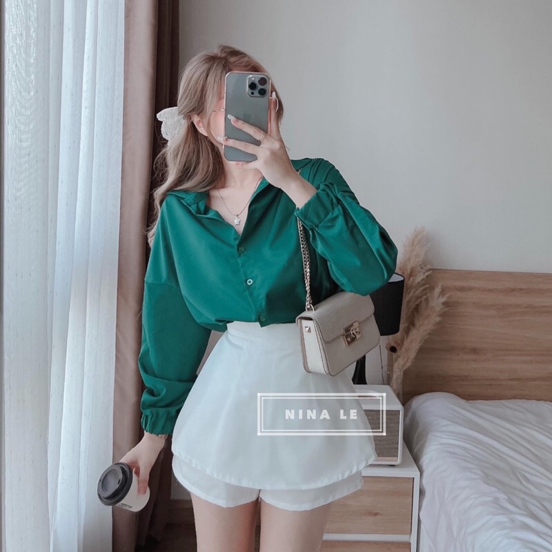 SET SƠMI XANH LÁ + VÁY TẦNG H3746