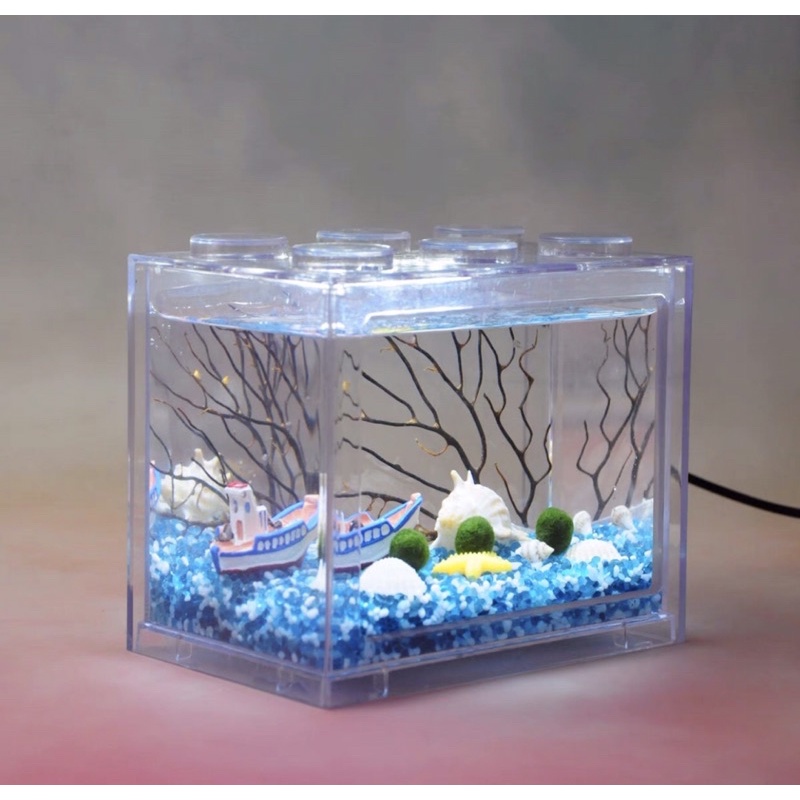 Bể Cá Mini Lắp Ráp Dùng Nuôi Cá Cảnh Thuỷ Sinh, Betta, Marimo, Bò Sát Nhỏ