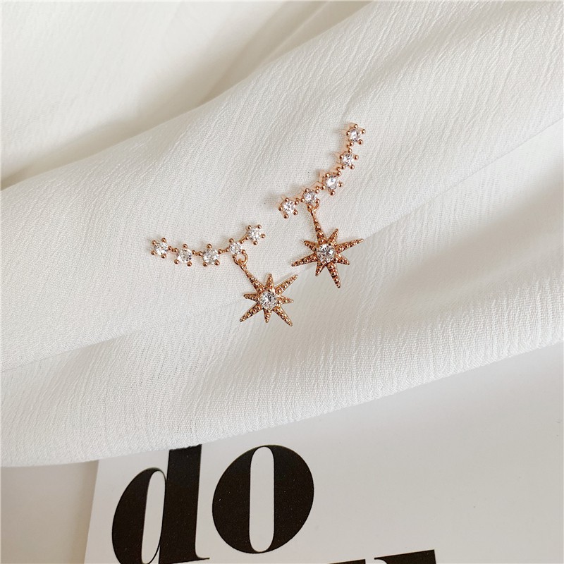 Bông Tai Mạ Bạc Hình Ngôi Sao Đính Đá A286