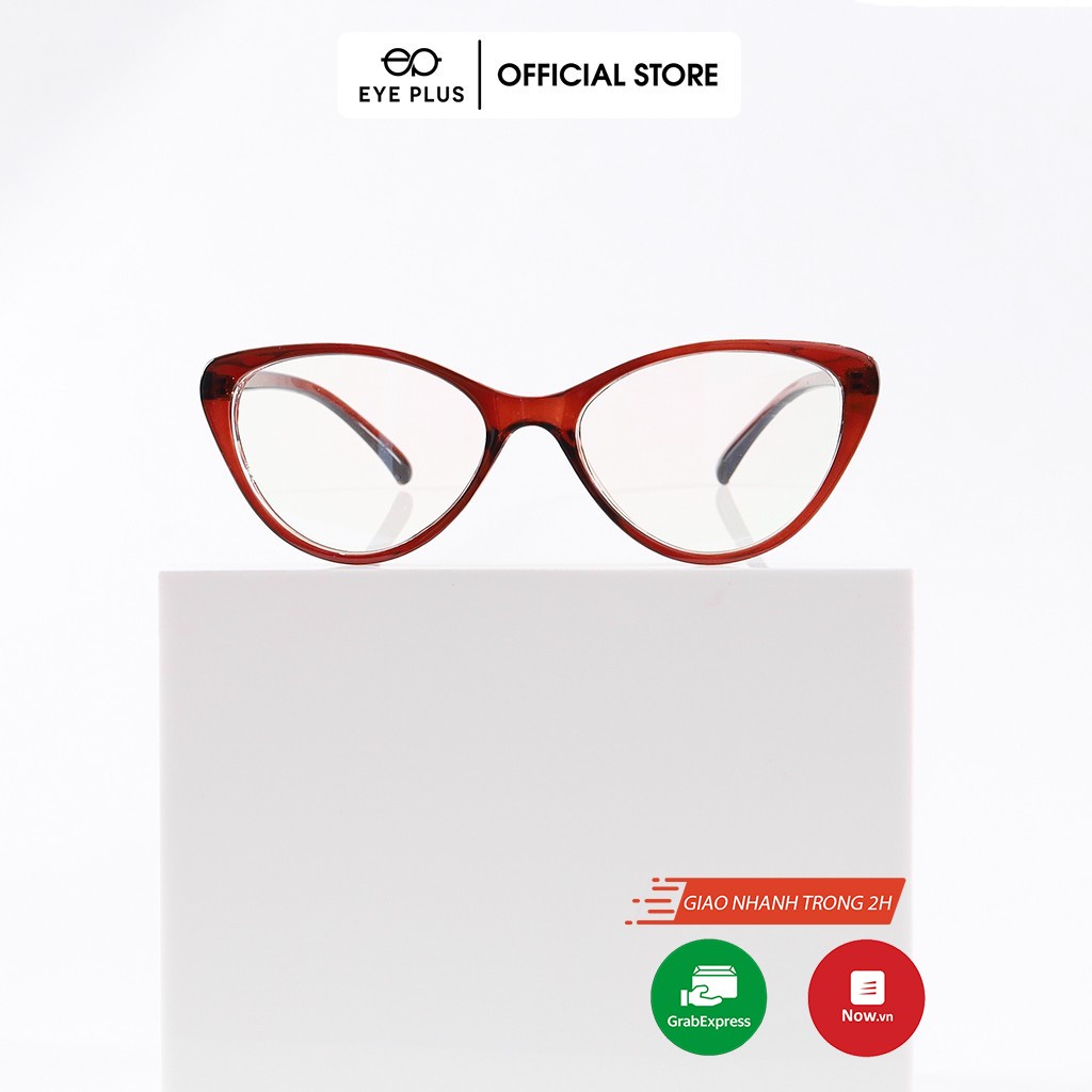 Gọng kính cận nam nữ thời trang EYE PLUS nhựa dẻo dáng mắt mèo họa tiết độc đáo N110-2383