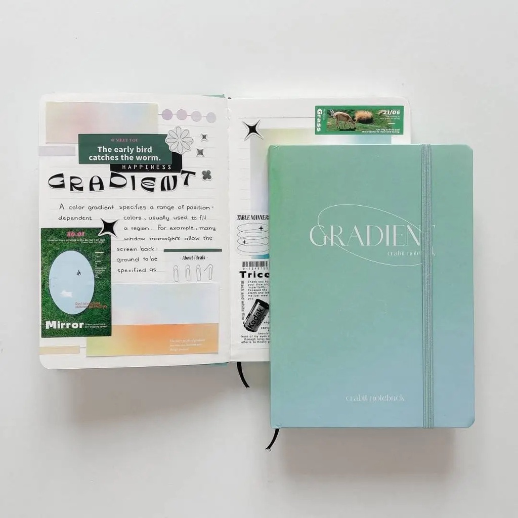 Sổ tay A5 CRABIT kẻ ngang 130gsm - Gradient Xanh Lá ghi chép, làm bullet journal