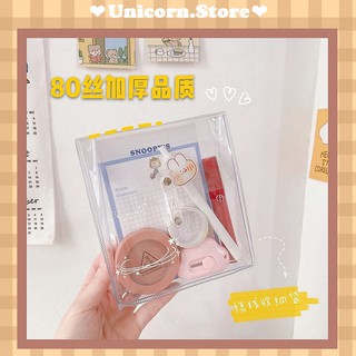 Túi đựng đồ dùng học tập, túi đựng phụ kiện mini trong suốt hình in dễ thương Unicorn Store