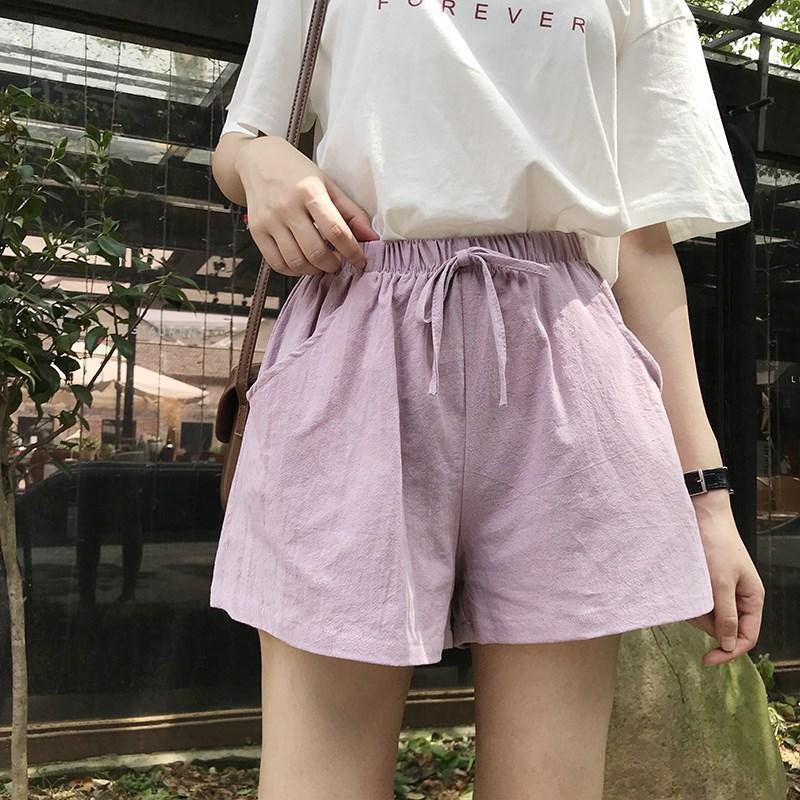 Quần Short Cotton Linen Ống Rộng Thời Trang Dành Cho Nữ