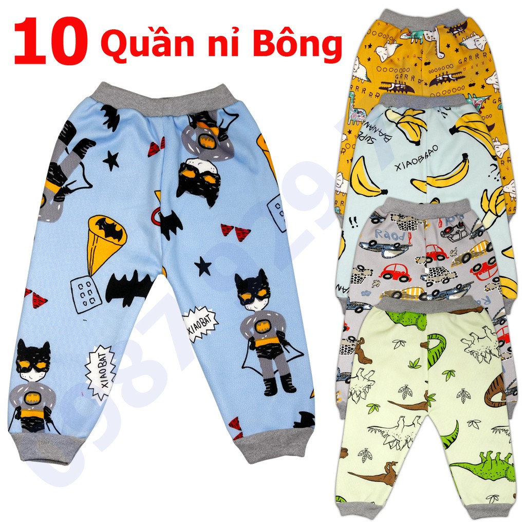 COMBO 10 Quần nỉ bông mùa thu đông cực đẹp cho bé trai  2-16 kg _QNB, quần nỉ bông cho bé  - 10QNBT