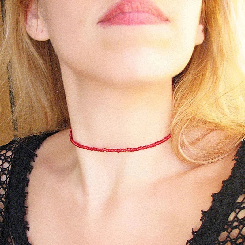 Vòng cổ choker chuỗi hạt nhiều màu kiểu Bohemia