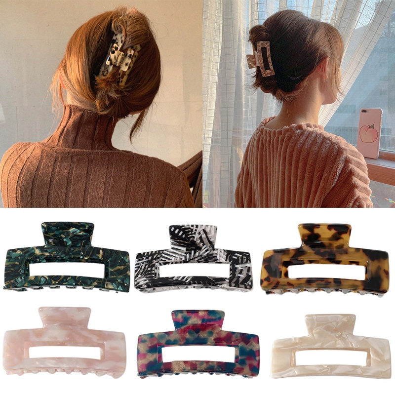 Kẹp Tóc Càng Cua Hình Chữ Nhật Khoét Lỗ Rỗng Phong Cách Hàn Quốc Cho Rùa / Chuối Po