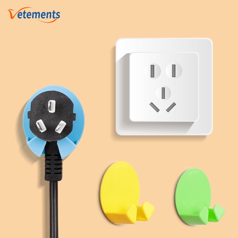 Set 2 Móc Cố Định Dây Cáp Gắn Tường Bằng Nhựa Tự Dính Hình Oval Màu Sắc Ngẫu Nhiên Đa Năng