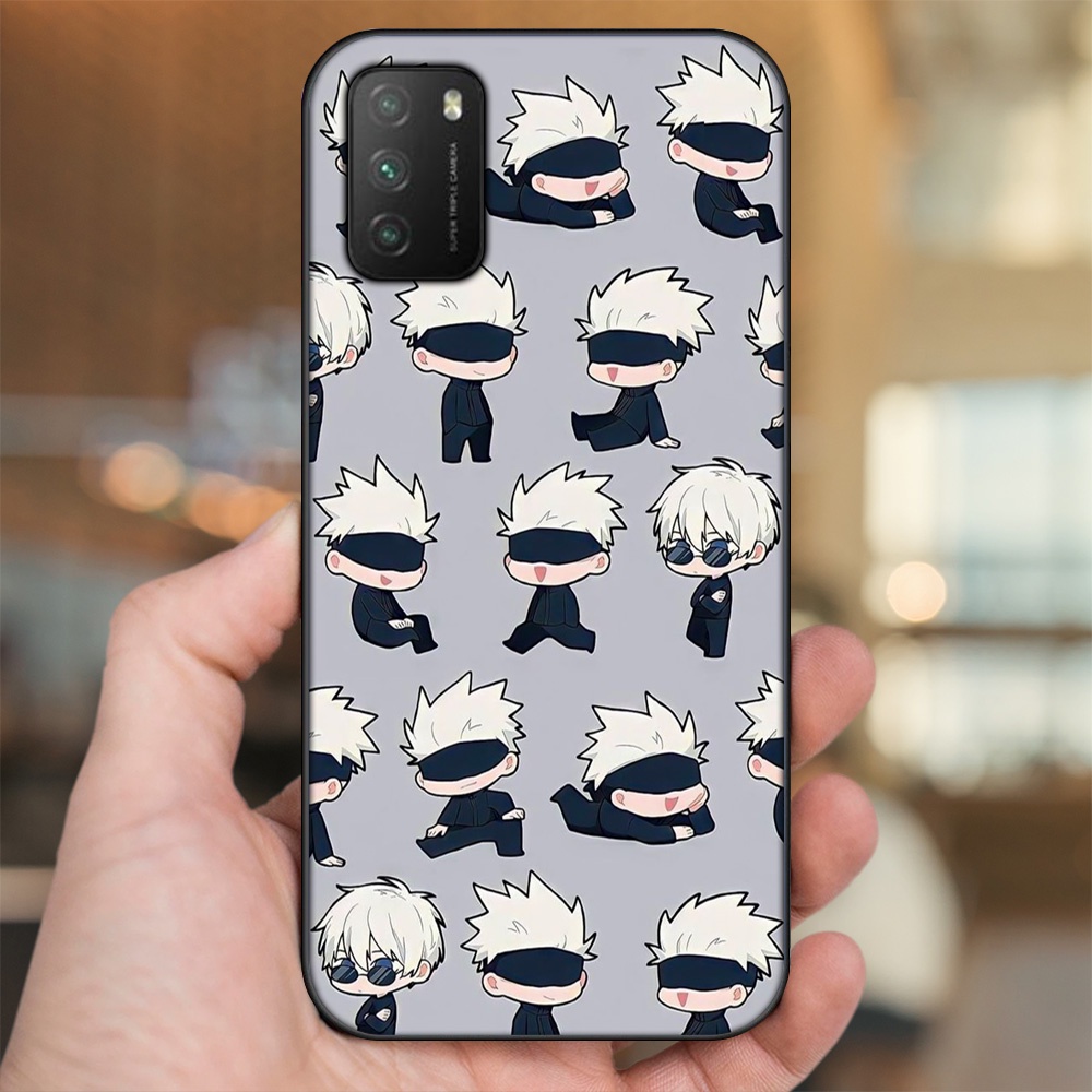 Ốp lưng Xiaomi Poco M3 viền đen in hình Satoru Jujutsu Kaisen