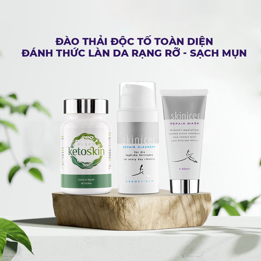 Bộ chăm sóc da mặt toàn diện giảm mụn, Combo chăm sóc da mặt thải độc cơ thể loại bỏ tế bào chết