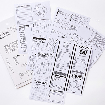 DecorMe Sticker phong cách retro BW set 6 tờ trang trí sổ bullet journal