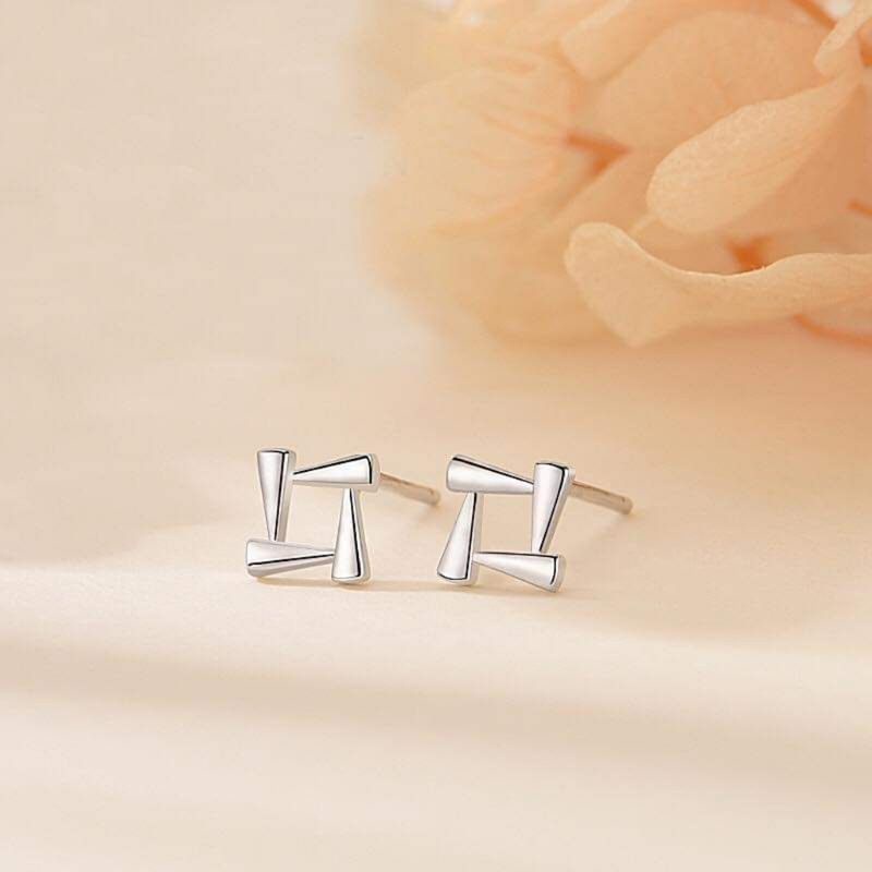 Khuyên tai bạc khuyên chong chóng ba bốn cánh đơn giản dễ thương Van Jewelry V10081