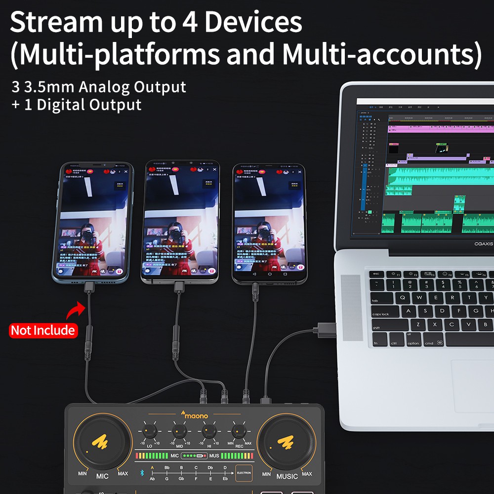 MAONO AU-AM200 Bluetooth Live Streaming Sound Card Professional cho điện thoại di động/PC/Podcast Recording/Youtube/Tik-Tok
