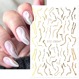 Sticker Nails 3D | Gold Line | Đường Vẽ Vàng Tráng Gương | Hình Dán Móng STZ-CS067