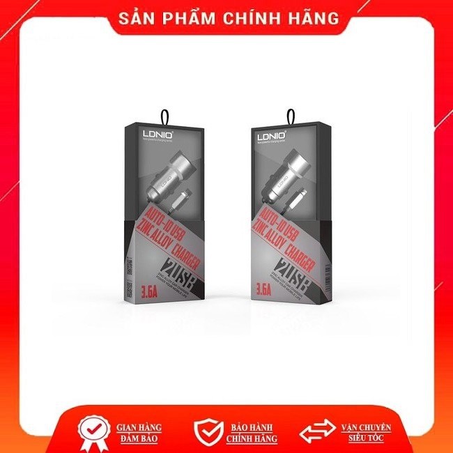 Củ sạc kèm cáp điện thoại trên ô tô LDNIO C302 - LDNIO C302