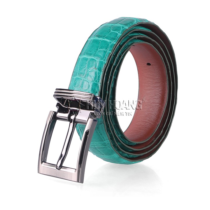 Dây thắt lưng nữ da cá sấu màu xanh lá PH5218