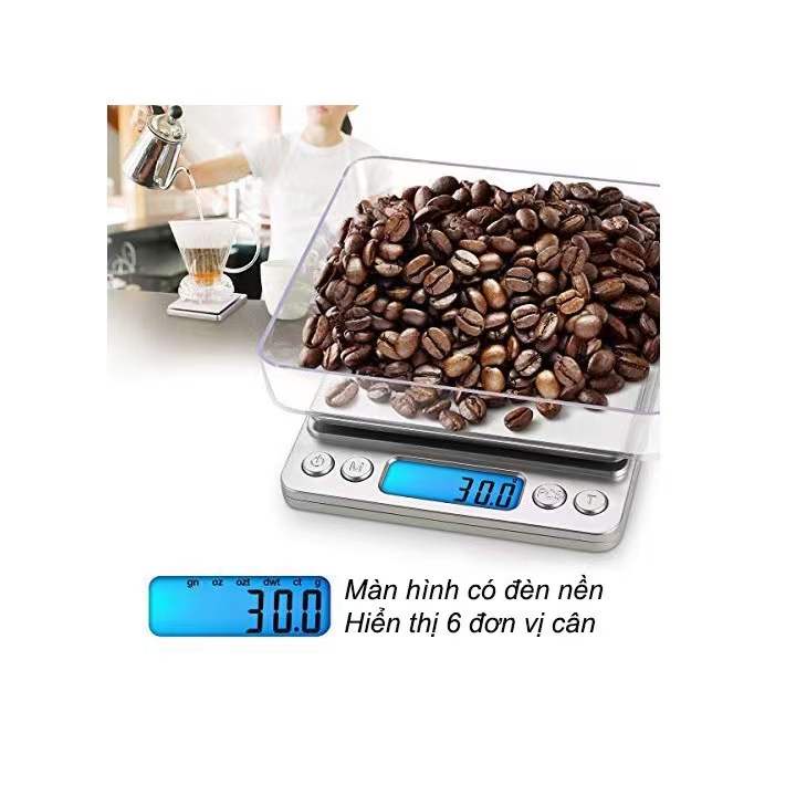 (Hỏa Tốc) Cân Tiểu Ly 0.5Kg/1Kg/3Kg Cao Cấp Độ Chính Xác Cao(Tặng Kèm 2 Pin AAA, 2 Khay Nhựa)