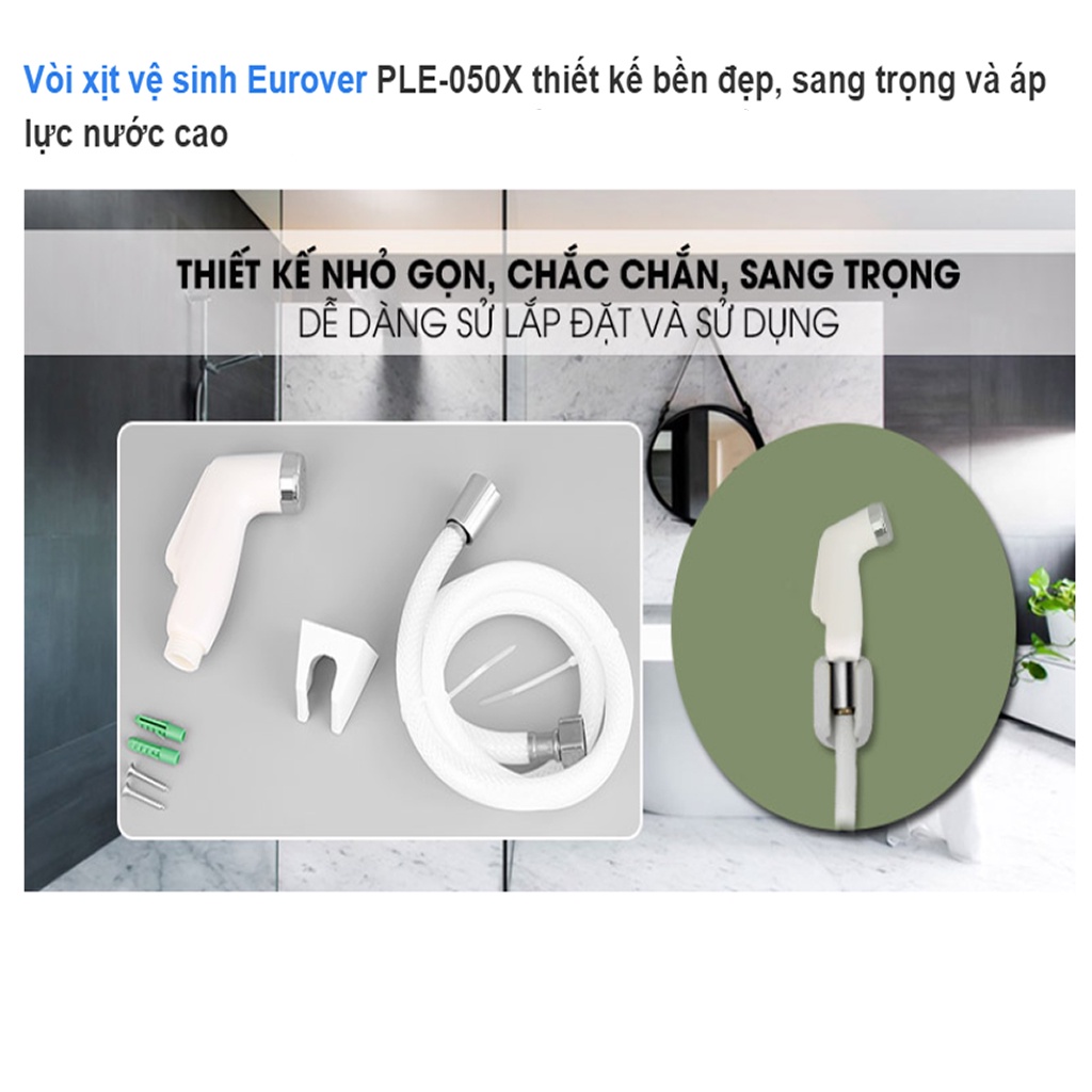 Vòi xịt vệ sinh Eurover 050X, vòi xịt toilet nhựa ABS trắng