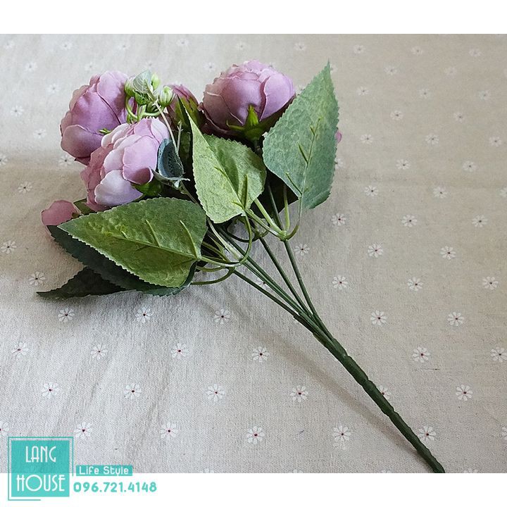Hoa Lụa Hoa Giả - BÓ HOA HỒNG HÀN QUỐC Loại 1 - 1 Cành 5 Bông