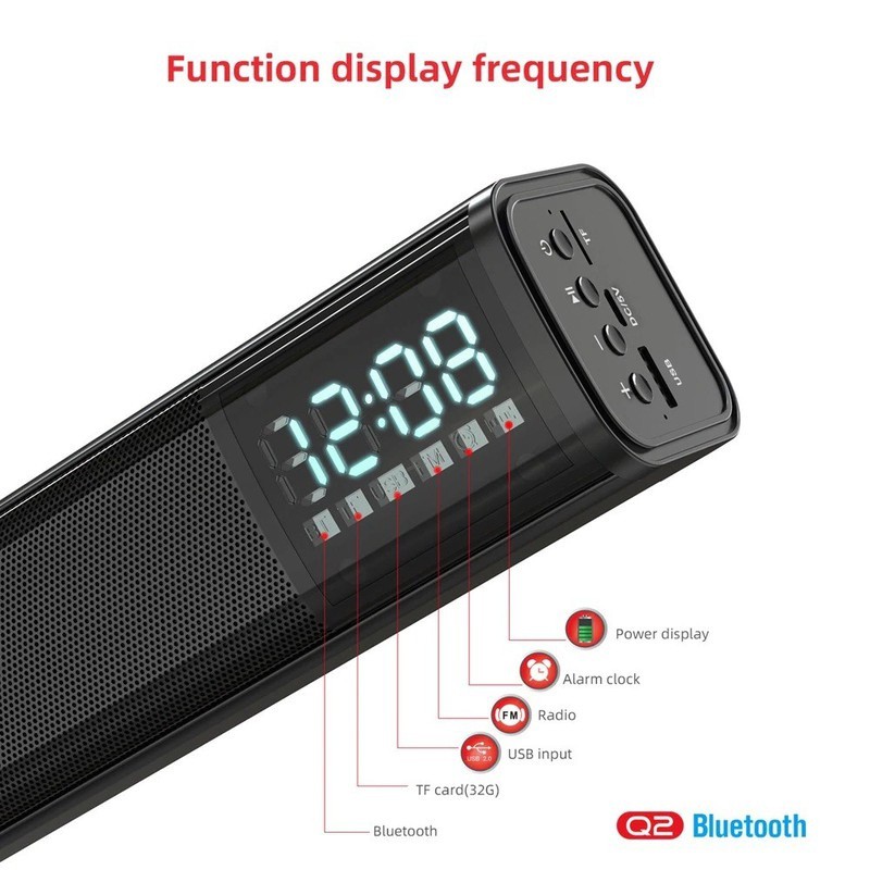 Loa Vi Tính Nghe Nhạc Không Dây Bluetooth 5.0 - HXSJ Q2 (Công Suất 10W Tích Hợp Đồng Hồ)