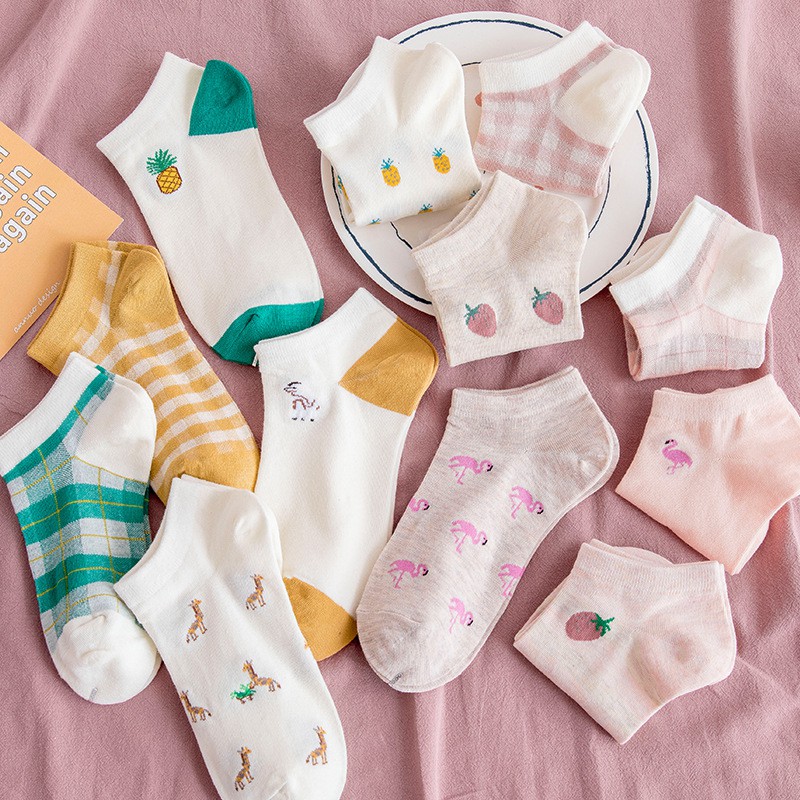 WAFNHA D453 Vớ Nữ Họa Tiết Trái Cây Dễ Thương