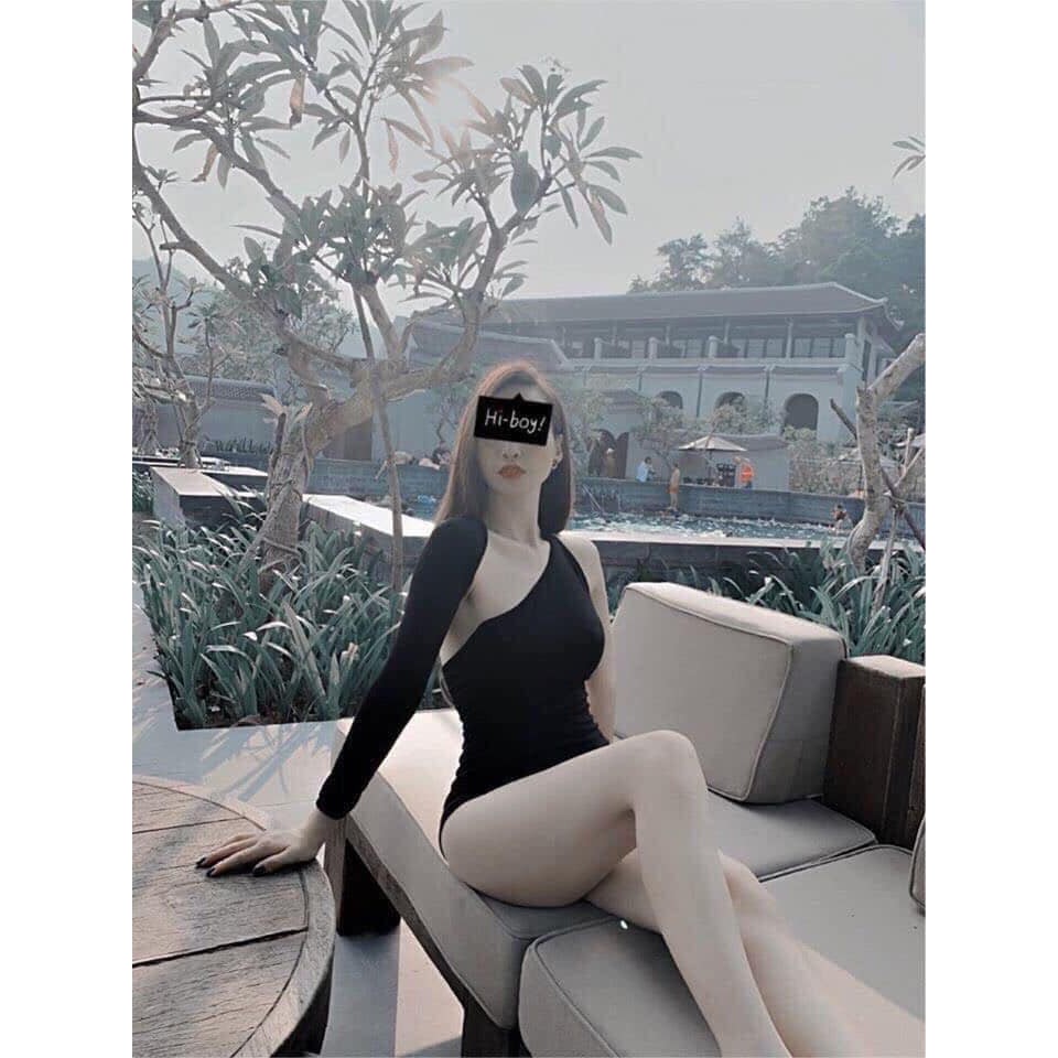 Bikini đồ bơi liền bodysuit 1 tay dài lệch vai, đủ size | BigBuy360 - bigbuy360.vn