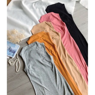 Đầm thun maxi body cổ cao sát nách