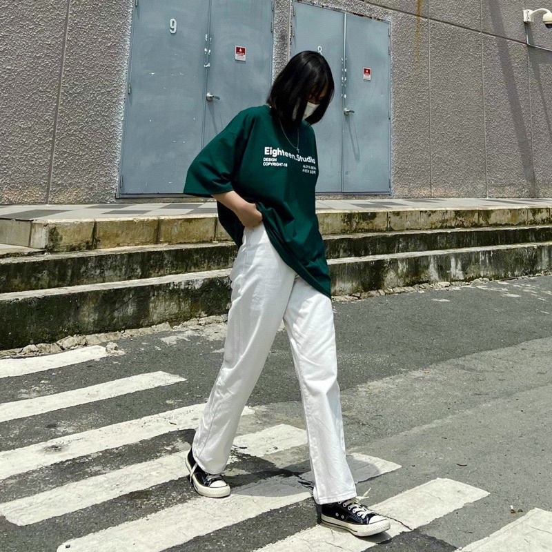 Áo thun phông nam nữ PINK tay lỡ form rộng EIGHTEEN STUDIO Unisex