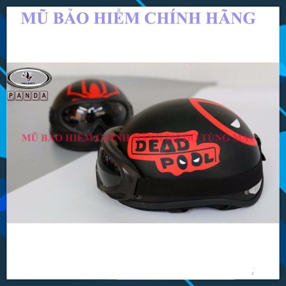 Mũ Nón Bảo Hiểm Nửa Đầu 1/2 Deadpool Đỏ - Thêm Kính Chống Tia UV Tốt | Mũ Nhựa ABS Độ Bền Cao BH 6 Tháng