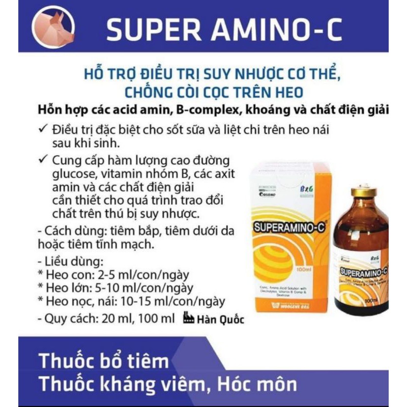 Super Amino C chai 100ml tă.ng l.ực, tă.ng đề khá.ng vật nuôi, đặc biệt gà đá hsd 24/06/2023