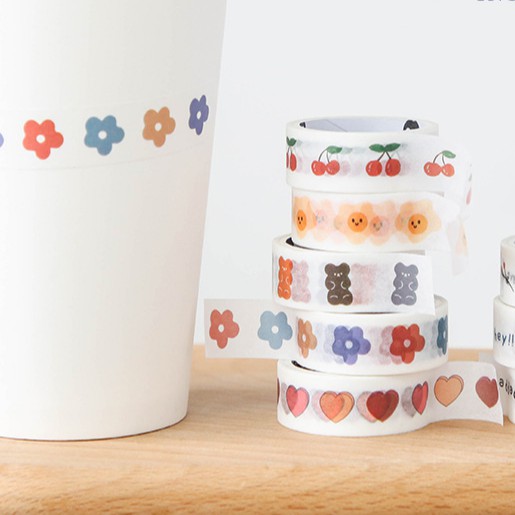 &lt;Ảnh Thật Shop Chụp&gt; Băng Keo Dính Washi Tape Icon Xinh Xắn Trang Trí Sổ Tay Nhật Kí Khay Đựng Bút Teeci630