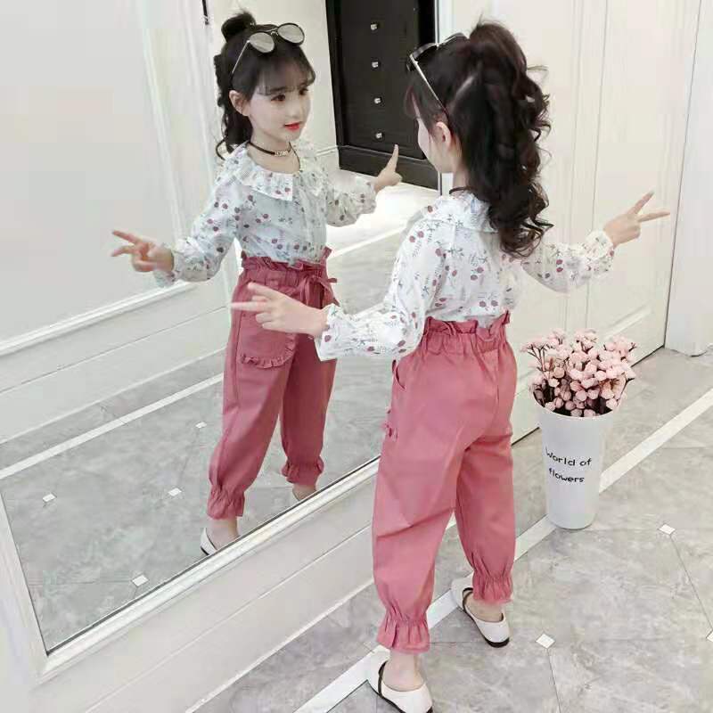 Set Đồ Thời Trang Gồm Áo Tay Dài Và Quần Phong Cách Phương Tây Dành Cho Bé Gái 3-13 Tuổi